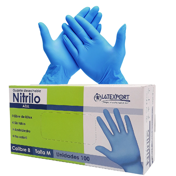 GUANTE PARA EXAMEN DE NITRILO CALIBRE 8